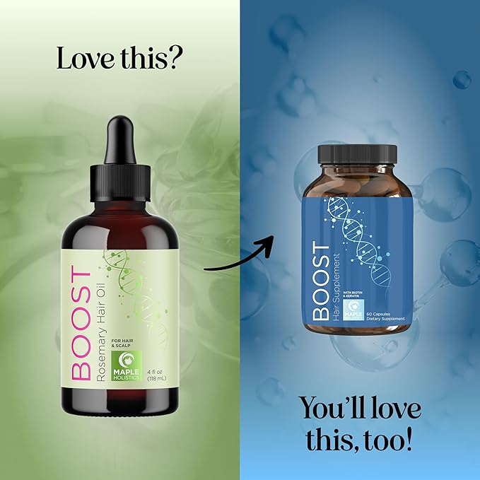 Volumizing Rosemary Hair Oil Serum - Moisturizing Scalp and Hair Oil for Men & Women Infused with Amla Black Castor Pumpkin Argan & Jojoba - Lightweight Hydrating Vegan & Color Safe (Rosemary Scent)