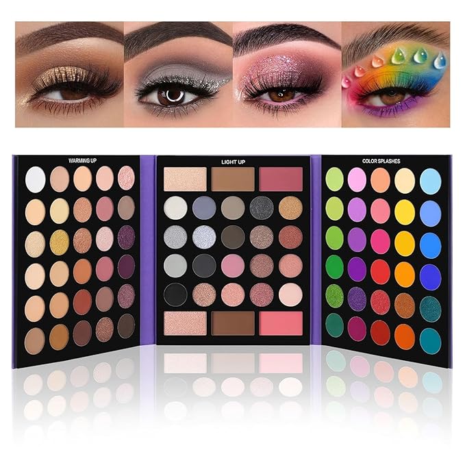 UCANBE Pretty All Set Eyeshadow Palette Pro 86 Colors Makeup Kit Matte Shimmer Eye Shadow Highlighters Contour Blush Powder All In One Makeup Pallet Holiday Christmas Valentine's Day Gift Set