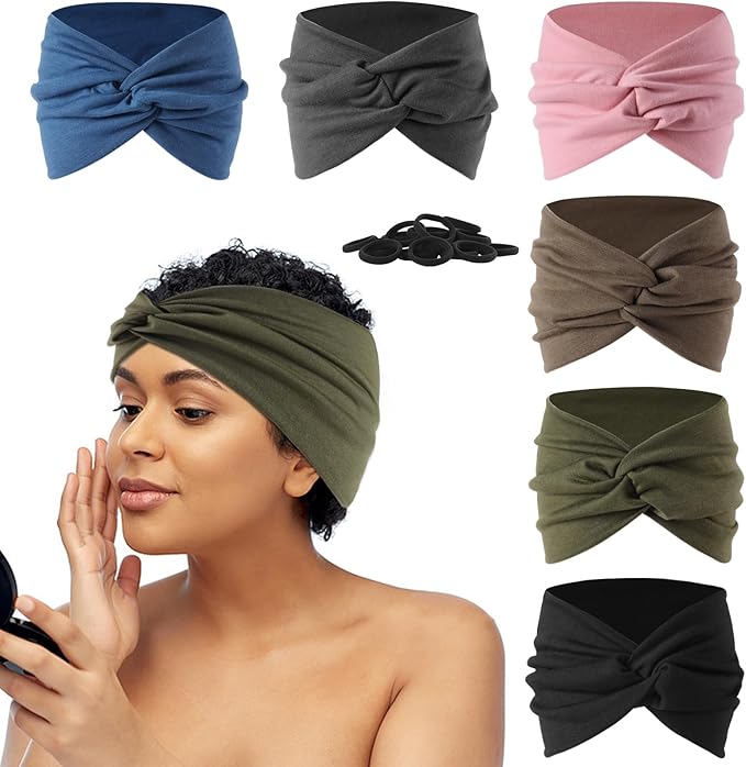 12 Pcs Stretchy Sport Headbands for Women,Absorbed Sport Headband Soft Twist Knotted Headbands for Yoga, Workout Daily Life