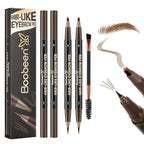 Boobeen 3pcs Waterproof Eyebrow Pen，Dual-Ended Eyeliner Microblading Eyebrow Pencil for Women，Long Lasting Hair-Like Brow Pen with Brow Brush，Dark Brown