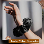 CEELGON Black Big Corduroy Scrunchie 6.5 Inches Jumbo Scrunchies Hair Ties Oversized Ponytail Holder for Thick Curly Hair Extra Large Hair Accessories for Women (Black)