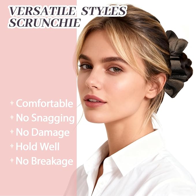 5Pcs Brown Satin Scrunchies for Women, Softer Than Silk Scrunchies, Fashion No Crease Hair Ties for Thin Thick Hair,Soft Hair Bands No Damage for Girls, Ideal Gifts for Women (Set 3)