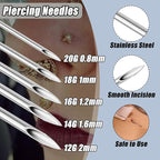 20G 50pcs Hollow Piercing Needles - 316L Stainless Steel Jewelry Needles, Micro Tips for Ear & Septum Precision Piercing