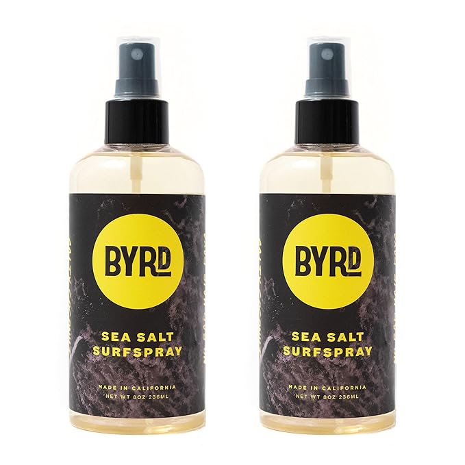 Byrd Sea Salt Surfspray, Salty Coconut Scent, Texturizing and Volumizing Sea Salt Spray for Men for Hydrated, Shiny Surfer Hair, Safe for All Hair Types, 8 Fl Oz, Pack of 2