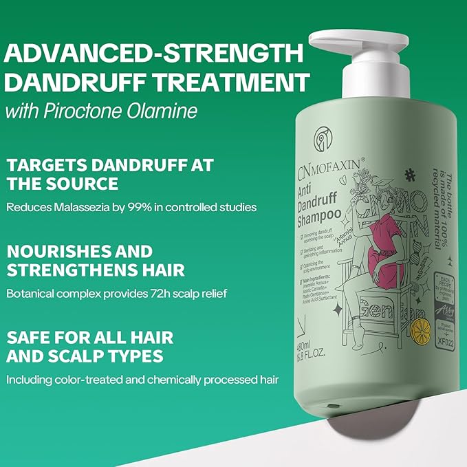 Anti Dandruff Shampoo - Scalp Deep Cleansing, Excess Sebum Care, Natural Ingredients - For Women & Men, Soothes Itchy, Dry Scalp, 16.8 fl.oz