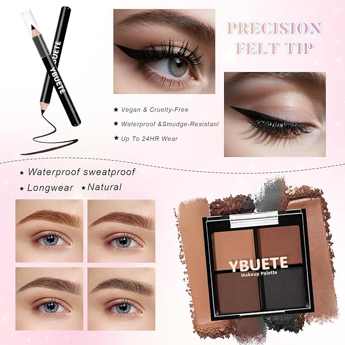 Beginner Makeup Set for Teen Girl Women, Makeup Present for Her, Makeup Kit with Cosmetic Train Case Contained Eyeshadow Blush Lip Gloss and Oil Lip Liner Eyeliner Brushes Mirror (Pink)