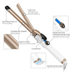 3/4 Inch Curling Iron Professional, Ceramic Tourmaline Curl Wand Barrel, Hair Curler Iron for Short Hair,Glove Include, Glove Include, Gold