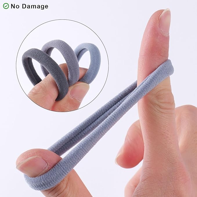 72PCS Hair Ties No Damage & Hair Bands for Women's Hair, Ponytail Holders & Hair Elastics Set (1.6in Grey)