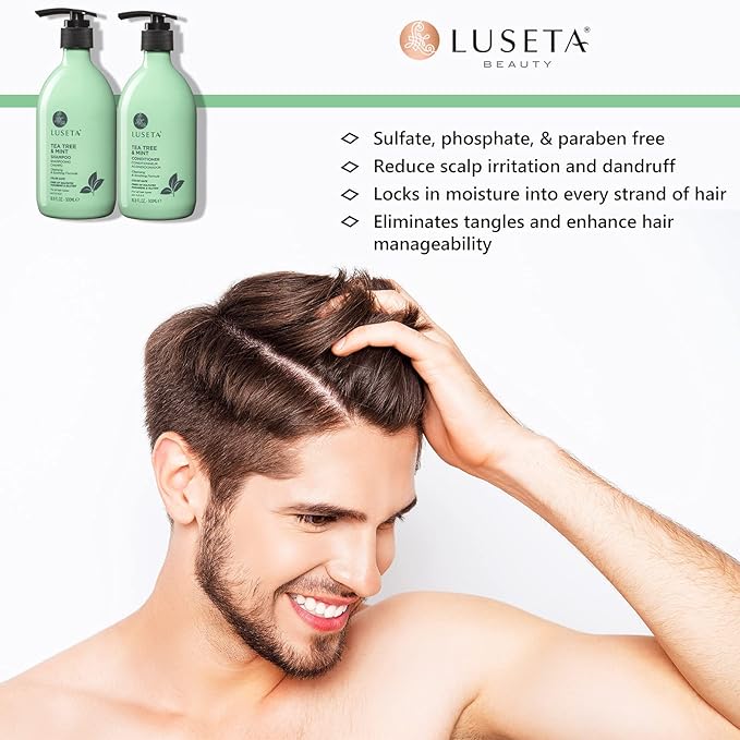 Luseta Tea Tree and Mint Conditioner Cleaning & Smoothing, Anti-Dandruff Conditioner 16.9 Oz, Sulfate Free & Paraben Free