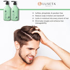 Luseta Tea Tree & Mint Shampoo Cleansing and Soothing for All Hair Types Nourishing & Invigorating Scalp Fights Dandruff 16.9 Oz