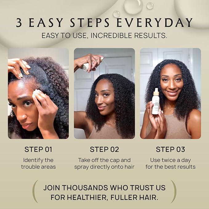 Hair Growth Oil Spray - 100% Pure Ingredients For Non Greasy, Thicker & Stronger Hair - Organic Batana, Castor, Biotin, Saw Palmetto, and Rosemary Oil Gifts for Men & Women Scalp - 4.1 Fl Oz