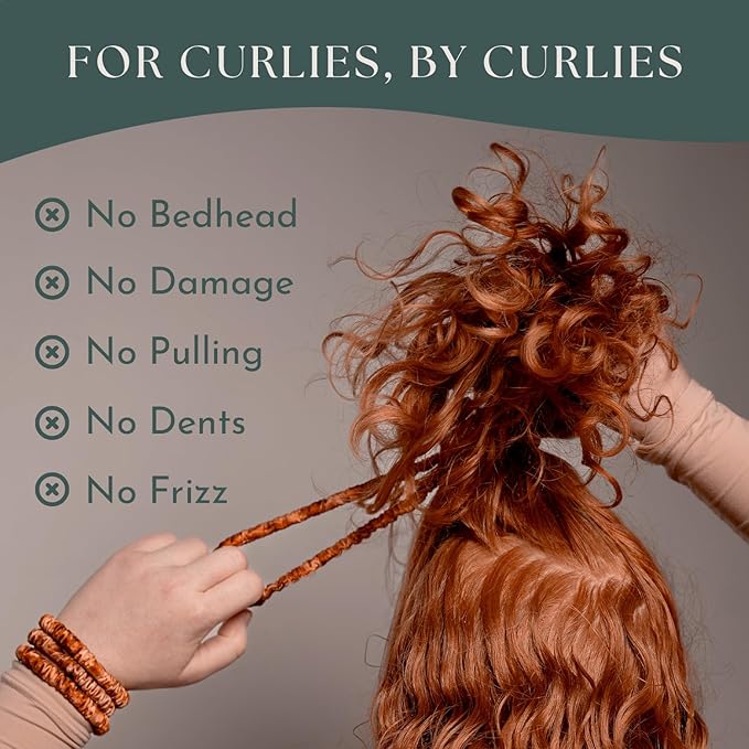 Authentic Mulberry Silk Skinny Hair Match Scrunchies for Women, Anti Breakage Hair Ties for Curly Thick & Thin Hair, 100% Silk for Buns & Ponytail, Strawberry/Auburn (4 Pack)