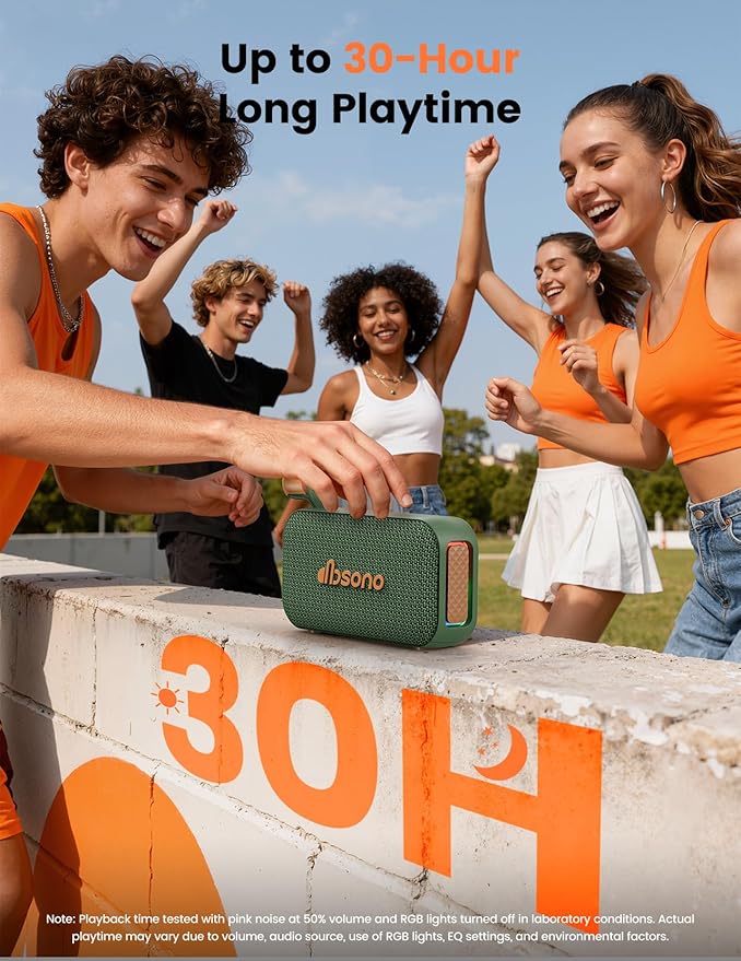 Bluetooth Speaker White Elephant Gifts: Christmas Stocking Stuffers for Men Adults Teens, 30H Playtime, Portable Wireless Speakers, Powerful Bass, Lightshow, Birthday Beach Vacation Essentials, Green