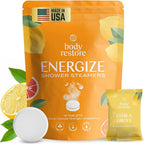 Body Restore Shower Steamers Aromatherapy 15 Pack - Christmas Stocking Stuffers for Men, Birthday Gifts for Women, White Elephant, Relaxation, Self Care - Citrus