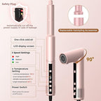 8-in-1 Hair Dryer Brush & Hot Air Styler, 110,000 RPM Blow Dryer Brush Foldable LCD Display, 4 Heat Settings Auto Curler Fast Drying Curling Straightening for Salon & Travel (Pink)