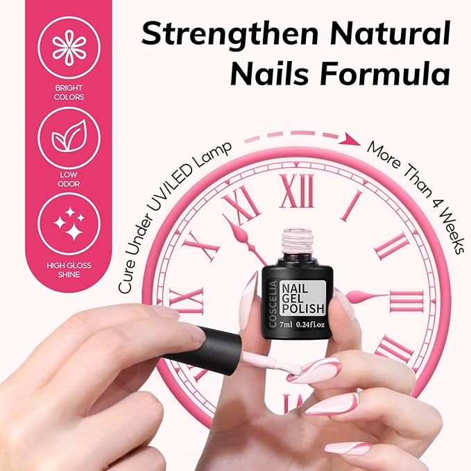 COSCELIA 73pc Gel Nail Polish Kit with U V light, 60 Bottles Gel Nail Polish and Soak off Top Base Coat Fall Colors Enchantment Collection Glitter Nail Rhinestones Gel Manicure Starter Kit DIY Gifts