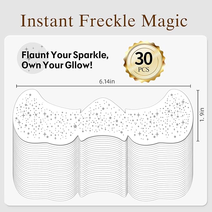 Glitter Freckles Face Tattoo, 30PCS Body Glitter Temporary Tattoos Sparkle Patches for Women, Waterproof Fake Freckles,Festival Rave Outfits Festival Decorations (Silver)