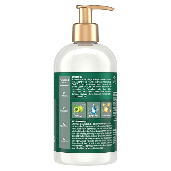 Shea Moisture Bond Repair Conditioner Amla Oil Strengthens And Repairs Hair Bonds With Hydroplex Technology And Amla Oil For Less Breakage With Restorative HydroPlex Infusion 13 FlOz