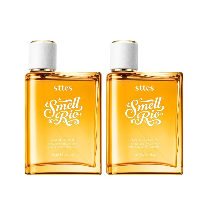 Sttes Perfume 02# (2 Packs) – Irresistible Sunshine – Long-Lasting Vanilla, Salted Caramel & Pistachio Gourmand Eau de Parfum 2×100ml (3.4 fl oz) – Warm Sweet Perfume Gift Set for Women