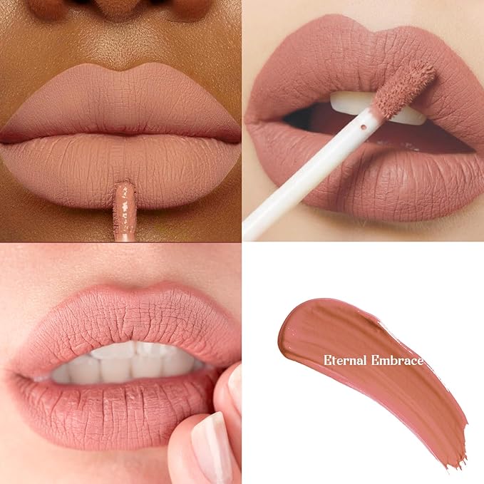 3-Pack Multicolor Matte Liquid Lipstick Set – Peach Pink, Nude Pink & Caramel – Long-Lasting, Smudge-Proof, Waterproof – High-Pigment, Transfer-Resistant Colors for All-Day Wear