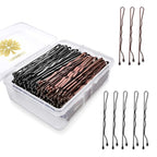 100PCS 2.4Inch Bobby Pins Black,Pain-Free Bobby Pins for All Hair Types,Brown Hair Pins for Women Girls,Hairpins for Buns with Box(Black+Brown)