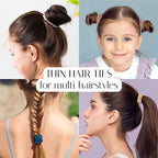 OLESILK Silk Hair Ties for Women: 100% Mulberry Skinny Silk Scrunchies, Soft Smooth No Damage No Crease for Thin Fine Curly Hair 3 Pack, Multi-1