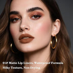 2-in-1 Gradient Brown Lip Liner & Lipstick, Dark Brown Waterproof Long Lasting Matte Lip Liner Pencil, Makeup Smudge proof lip liner with Cone Tip (01#-Warm Brown)