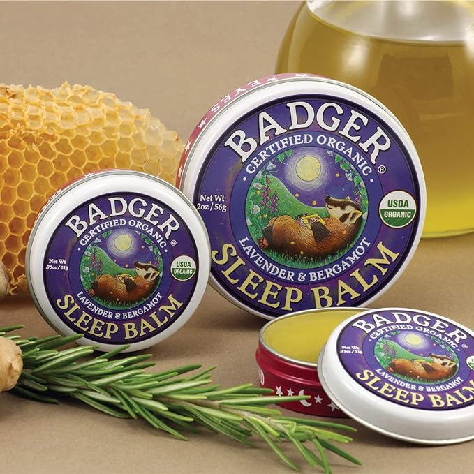 Badger Sleep Balm, Organic Essential Oil Aromatherapy Natural Sleep Balm for Adults & Kids, Relaxing & Calming Lavender & Bergamot Anxiety & Natural Sleep Support, 2 oz Tin, 2 Pack