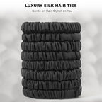 8Pcs Silk Scrunchies Hair Ties for Women & Girls, Mulberry Silk Scrunchies No-Damage Thin Satin Ponytail Holders for Hair Care