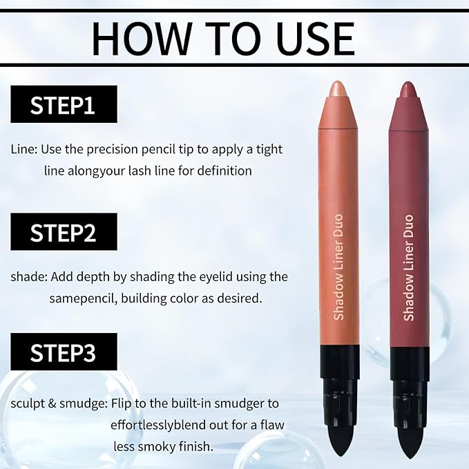 Eyeshadow Stick,2-in-1 Eyeliner & Eye Shadow Stick, Easily Blendable & Buildable, Waterproof, Creamy Easy-Glide, For Effortless Smoky Or Natural Eye Makeup(03+04)