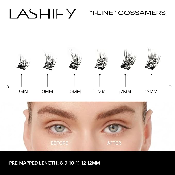 Lashify I-LineLong Pre-Mapped Gossamer, Easy DIY False Lashes to Create an Angled Look and Eyeliner Effect