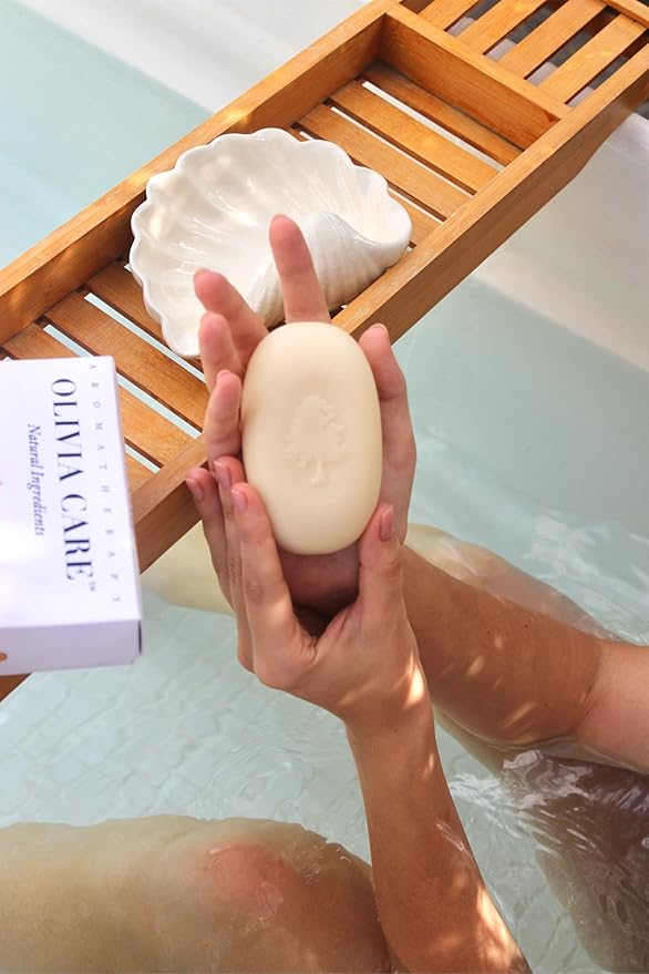 Olivia Care Bath & Body Bar Mandarin Soap 4 Pack Gift Box Organic, Vegan & Natural Contains Olive Oil Repairs, Hydrates, Moisturizes & Deep Cleans Good for Sensitive Dry Skin Made in USA