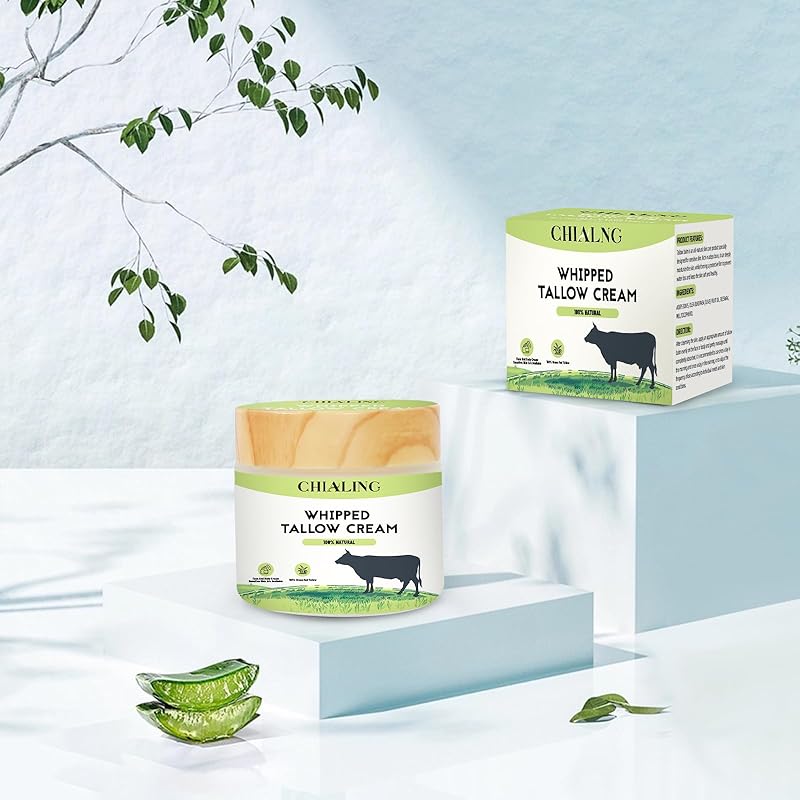 Beef Tallow For Skin, Tallow Face Moisturizer, 100% Grass Fed Beef Tallow And Honey Balm, Whipped Beef Tallow Body Lotion Skin Care for Eczema, Dry, Itchy,Sensitive Skin - Made in USA-2.0 Oz Unscented