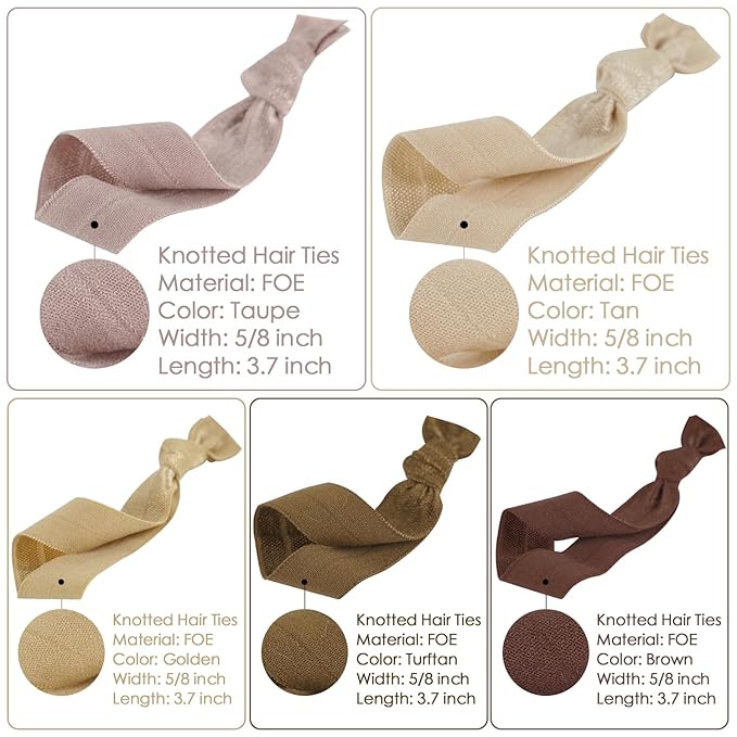 MEEDEE 100 Pack Neutral Tone Hair Ties For Women No Crease Soft Elastic Ribbon No Damage Neutral Tone Hair Ties Knotted Ouchless Hair Ribbon Yoga Hair Ribbons Elastic Bracelets