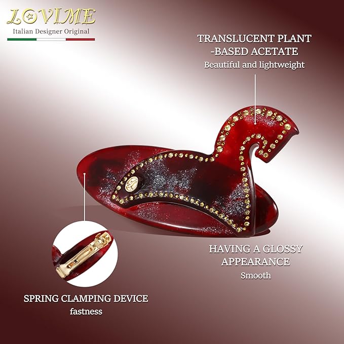 2026 Italian Original Handmade Hair Barrette, Christmas Hair Clip for Women, Plant-Based Acetate France Barrette for Birthday Girls, Durable Styling Hair Accessories for Girls-Steed Whisper