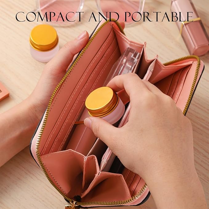 24 pack 5ml Frosted Glass Jars with Unbreak Metal Gold Lids Small Empty Travel Lotion Containers with Inner Liner Airtight Cosmetic Holder with Labels for Lip Balm Creams Body Butter