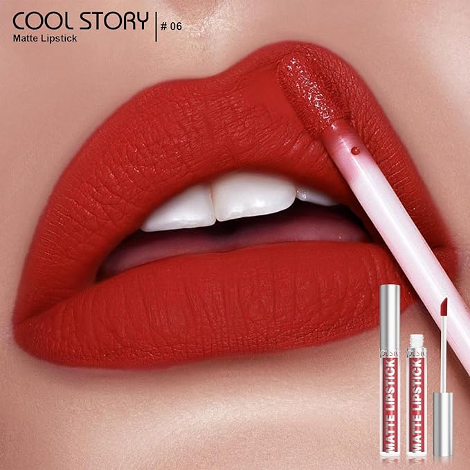 COOL STORY Matte Lip Stain Tint Highly Pigmented Color Long-Lasting Waterproof (06)