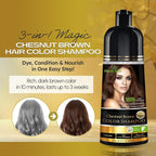 Herbishh Hair Color Shampoo for Gray Hair – Natural Hair Dye Shampoo – Lasts Up To 3-4 Weeks – 500ML – 3-In-1 Hair Color – Colors, Cleanses, and Conditions (Chestnut Brown Giftset)