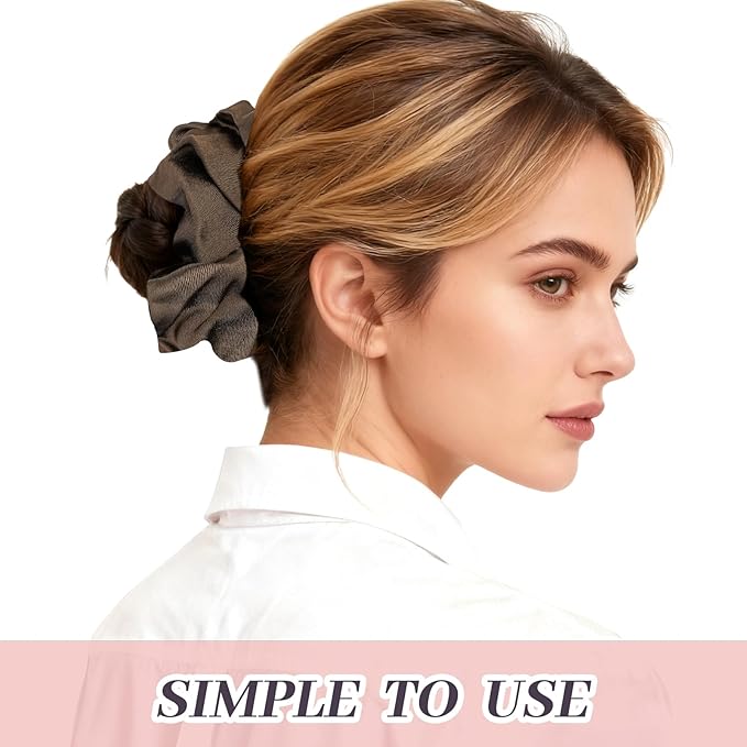 5Pcs Brown Satin Scrunchies for Women, Softer Than Silk Scrunchies, Fashion No Crease Hair Ties for Thin Thick Hair,Soft Hair Bands No Damage for Girls, Ideal Gifts for Women (Set 3)