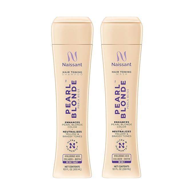 Naissant Pearl Blonde Purple Shampoo & Toning Mask Set | Ultra High-Purity Pigments | Neutralizes Yellow & Brassy Tones | Hyaluronic Acid & Biotin | Paraben & Sulfate Free | 2 x 10.1 Fl Oz