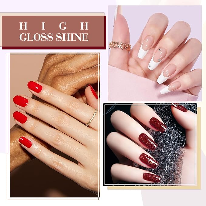 CANNI 6Pcs 9ml Gel Nail Polish Set- White Glitter Gold Emerald Green Burgundy Red Gel Polish Kit Christmas Colors DIY at Home Salon New Year's Gifts for Girls