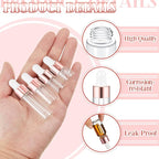 20 Pcs Mini Glass Oil Dropper Bottle Bulk, Clear Essential Small Empty Bottles Sample Containers Perfume Liquid Vials with Cap for Traveling (1ml,2ml,3ml,5ml,Rose Gold)
