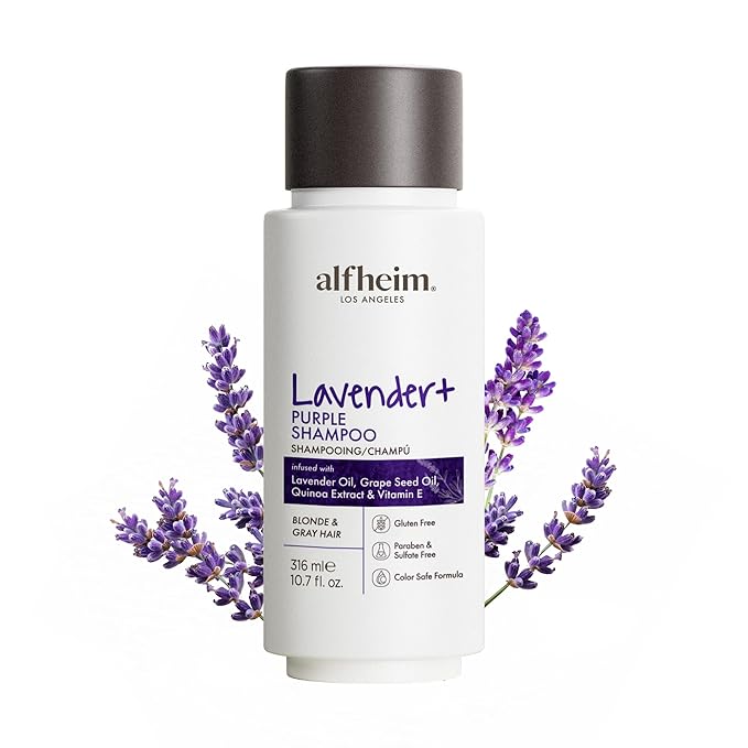 ALFHEIM Lavender+ Purple Shampoo for Blonde, Silver & Color Treated Hair Travel Size – Neutralizes Brass & Yellow Tones, Restores Cool Brightness – with Quinoa Extract & Vitamin E – Sulfate-Free