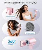 Hair Dryer, High-Speed Ionic Blow Dryer with Diffuser, 150,000 RPM Brushless Motor Blow Dryer for Fast Drying & 500M Negative Ionic Frizz Control, Low Noise Hair Dryers for Women Home Travel Salon