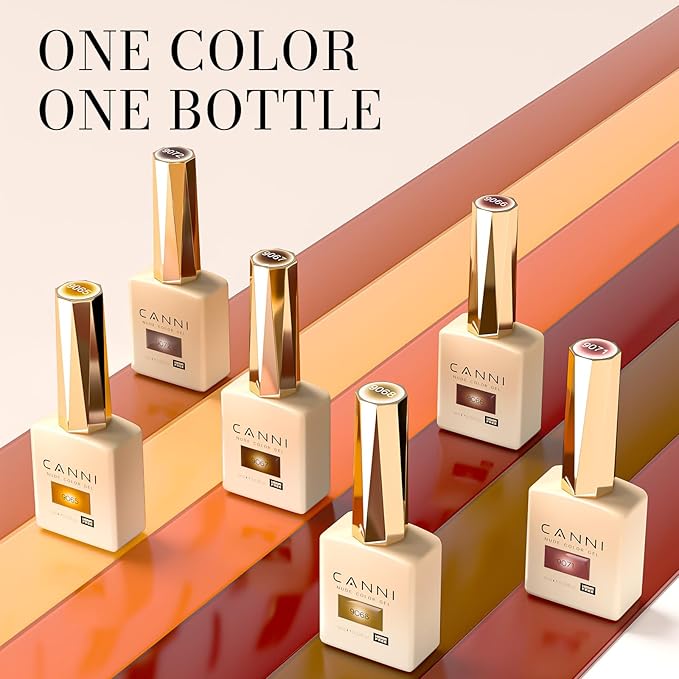 CANNI 6 Colors 9 Ml Jelly Brown Gel Nail Polish Set- Jelly Neutral Transparent Dark Red Orange Colors Sheer Kit, Soak Off LED Nail Gel Manicure DIY at Home Salon Gifts
