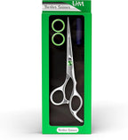 UM Supplies Scissors 6.5 | Premium Barber Shears For Hair Cutting | Multiple Purpose Cutting Scissors | Haircut Scissors For Salon I Women | Mens | kids I Pets | Silver-Green