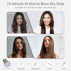 Blow Dryer Brush, Hair Dryer Brush in One, 600W Oval Hot Air Volumizer & Straightener, Anti-Frizz Blowout Styling Brush, Dual Voltage 110–240V Travel (2 Inch) Purple