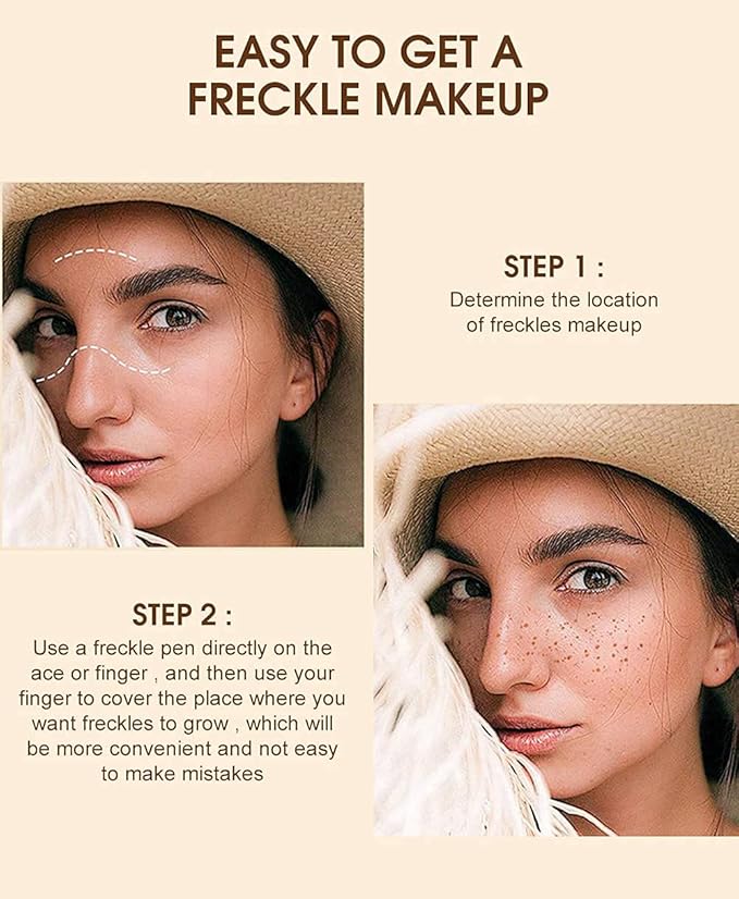Freckle Pen 4 Colors Available, Natural Lifelike Freckle Makeup Pen, Waterproof Long Lasting Quick Dry - Light Brown, Natural Coffee, Chestnut, Dark Brown (2Pack) (3-Chestnut + 4-Dark Brown)