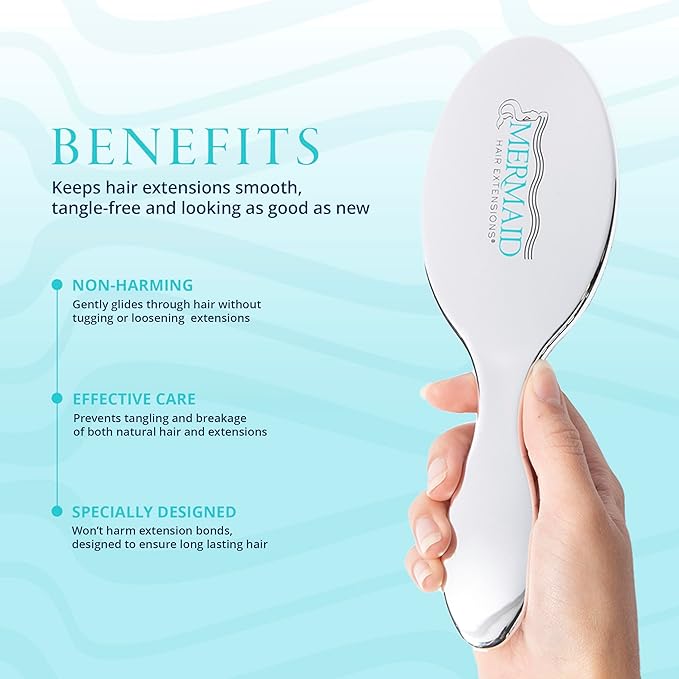 Boar Bristle Brush, Gentle Hair Extension and Wig Care with Natural Bristles for Smoothing Styling