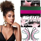 6 Pcs Adjustable Thick Hair Ties, Large Ponytail Holders for Natural Hair, Buns, Locs, Dreads, Curly & Afro Hair/Puffs - 3 Colors Hair Bracelet Bulk